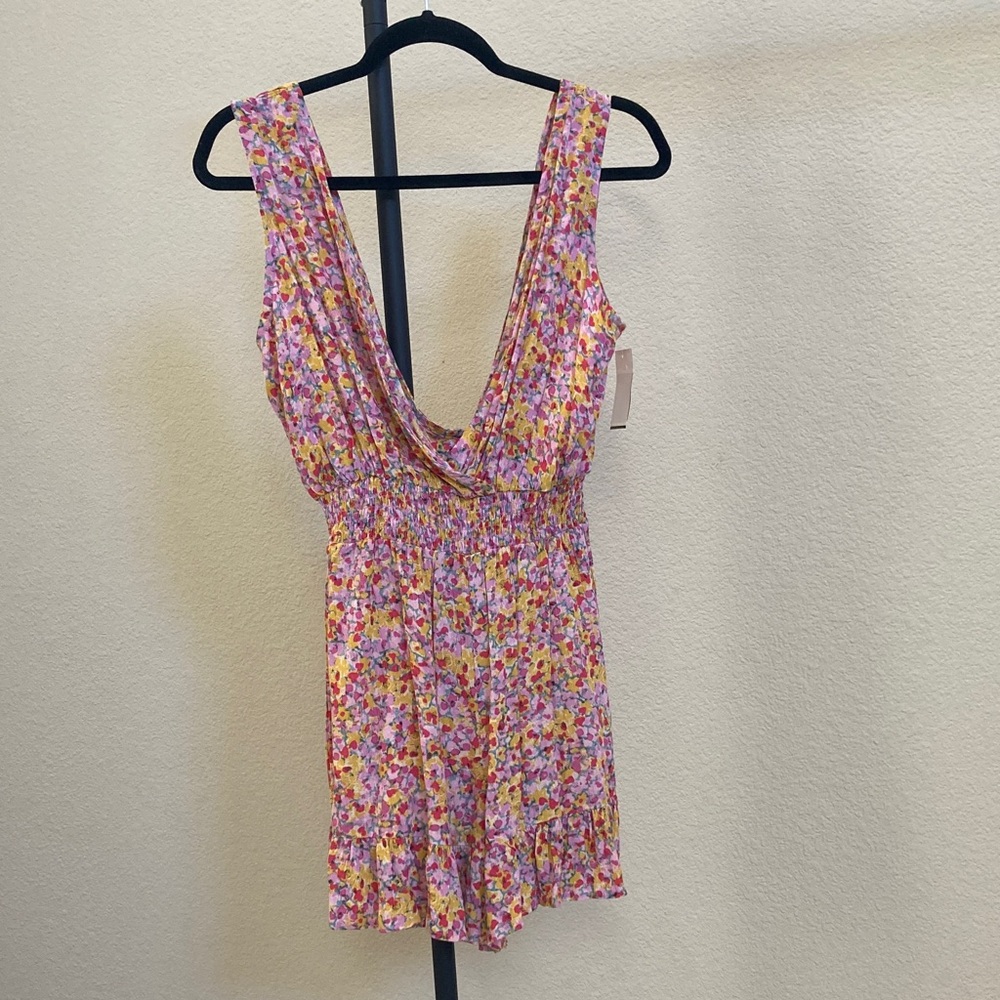 Rewind Multicolor Floral Romper with tags on